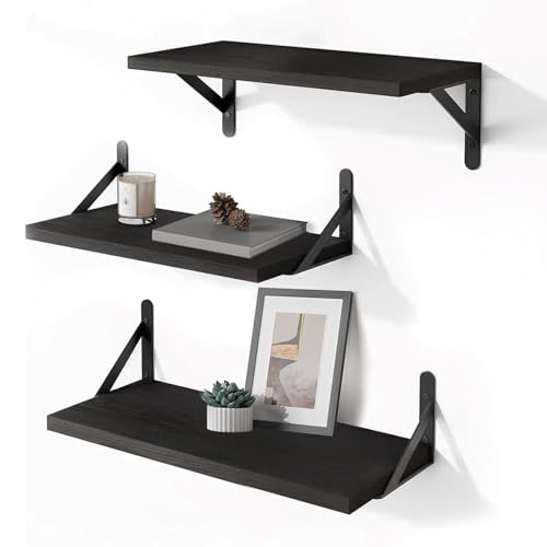 SPROOKJE Wood Floating Shelves for Wall Set of 3, Floating