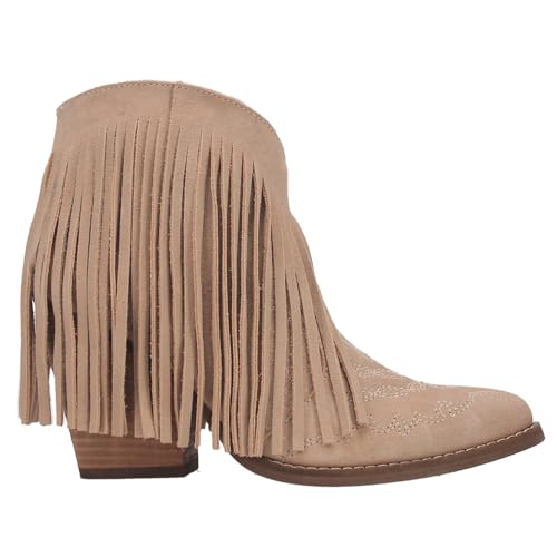 Dingo Womens Tangles Fringe Embroidered Pointed Toe Pull On Casual Boots Ankle High Heel 3