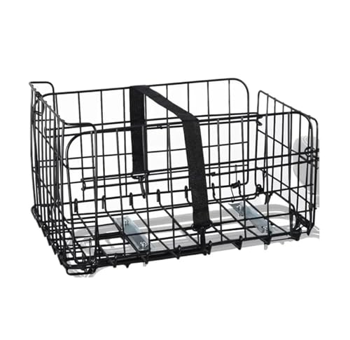 LIZHAYG Cesta Bicicleta Cesta for Bicicleta Cesta Trasera Plegable for Bicicleta Cesta Plegable de Alambre de Acero for Bicicleta Estante de Carga Trasero Desmontable con Red,Negro