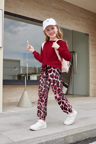 Image of Arshiner Toddler Girls Clothes 2 Piece Outfits Long Sleeve Twist Front Sweatshirt and Sweatpants Sweatsuit Sets