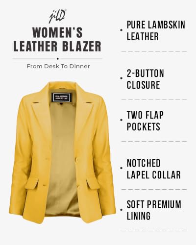 Image of Jild Classic Style Leather Blazer Women - Casual Coat Leather Jacket Women