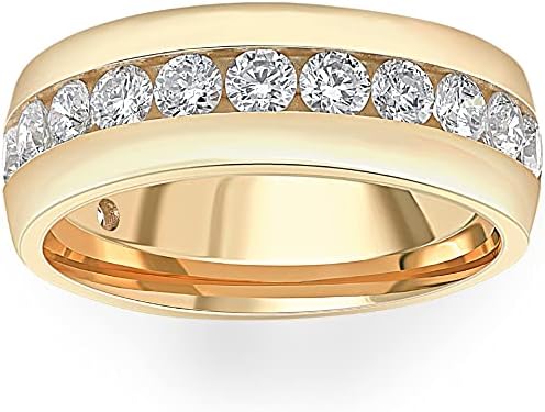 P3 POMPEII3 1 1/2 Ct Mens Lab Grown Diamond Wedding Ring Yellow Gold Anniversary Polish Band - Size 7