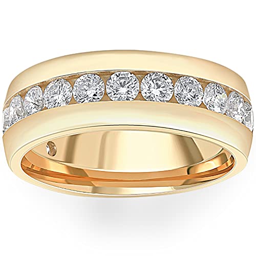 P3 Pompeii3 1 1/2 Ct Mens Lab Grown Diamond Wedding Ring Yellow Gold Anniversary Polish Band - Size 7 #TOP2