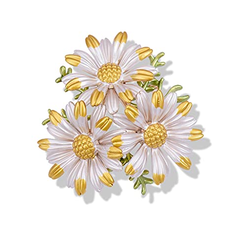 Broches à fleurs émail marguerite avec clip écharpe anti-glissement