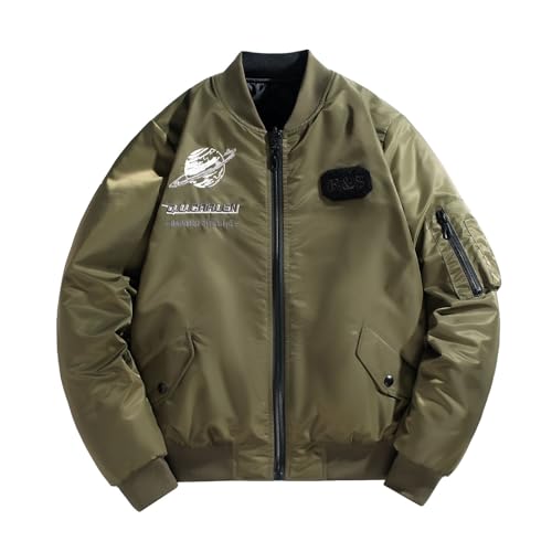 LHGGEM Men's Flight Bomber Jacket Double Sided Wear Plus Coat, Hip