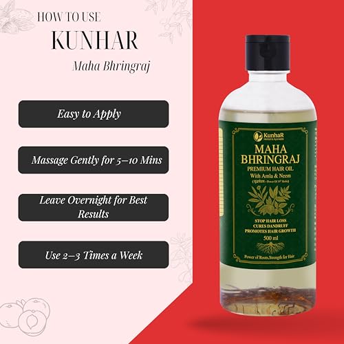Image of Maha Bhringraj Premium Hair Oil with Amla & Neem - 500 ml (Pack of 2) - Reduces Hair Fall, Cures Dandruff - Ayurvedic Herbal Formula - Power of Roots