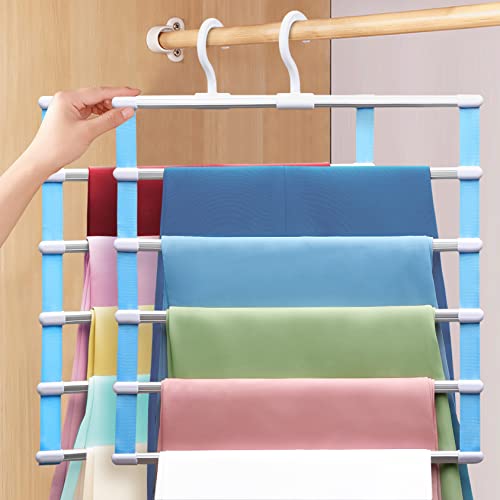 2 Pack Pants-Hangers,Closet-Organizers-and-Storage Space Saving Hangers for College-Dorm-Room-Essentials,Non Slip Wardrobe-Closet-Organizer Alloy Magic Pants Jeans Trousers Towels Scarf Clothes Hanger