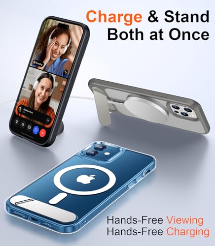 Image of Magnetic Compatible with iPhone 12 Case & iPhone 12 Pro Case, [Built-in Invisible Kickstand][Compatible with MagSafe] [Military Grade Shockproof] Slim Thin Phone Case 6.1 inch