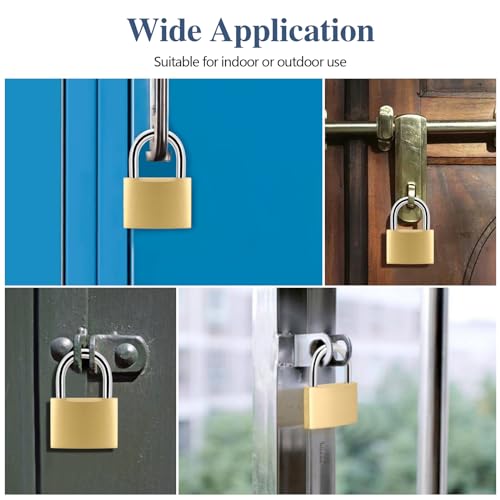 Image of BRAXE 4 Pcs Keyed Padlock with 6 Same Keys Waterproof Small Solid Brass Lock 1.18inch 30mm for Gym Locker Case Backpack Luggage Hasp Storage Sheds Fence Toolbox