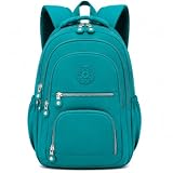 Mochila Premium Nylon Resistente 5 Compartimentos para Faculdade e Trabalho (Verde Piscina)