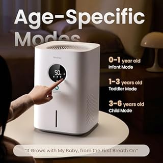 Provirtec Baby Humidifier for Bedroom, Evaporative Humidifiers No White Dust for Kids, Age Modes for Precise Humidity, 16dB Quiet and BPA-Free for Safety, 4L Easy Clean Tank for Bedroom Home&Nursery