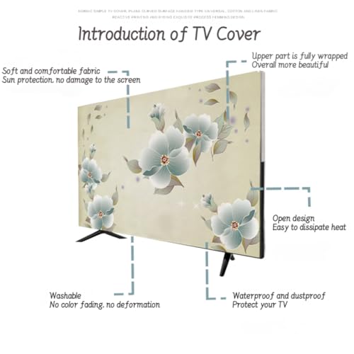 Capa de TV para televisões/computador Capa contra poeira estampa floral interior quarto sala de estar 32 polegadas – 80 polegadas LCD/LED protetor de tela de TV universal multifunções capas-flor-5#||