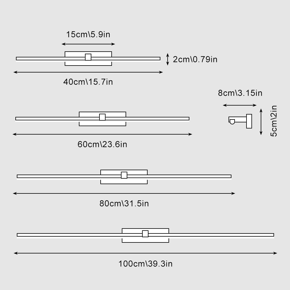 Jadssox Barra de luz de pared para tocador LED, accesorio de iluminación lineal para baño, tira larga sobre lámpara de espejo, lámparas de espejo de baño modernas, aplique de pared para tocador, gabin