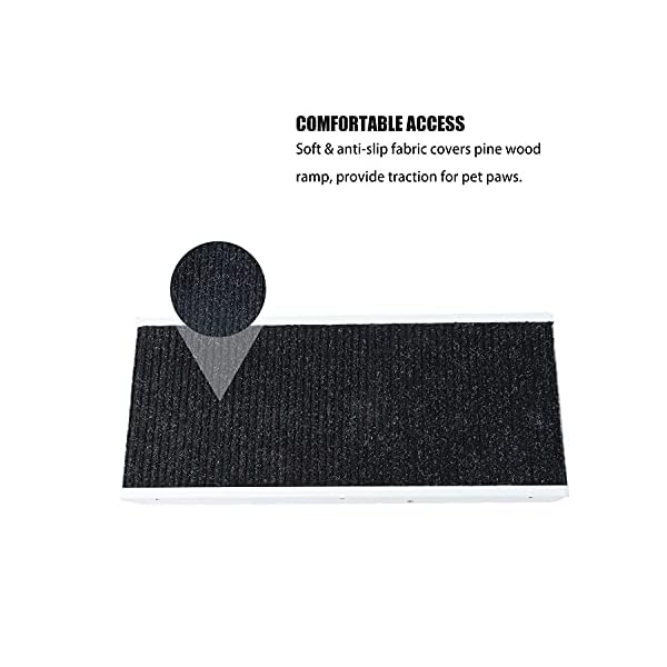 MEWANG-19-Tall-Adjustable-Pet-Ramp-Wooden-Folding-Portable-Dog-Cat-Ramp-Perfect-for-Bed-and-Car-Non-Slip-Carpet-Surface-4-Levels-Height-Adjustable-Ramp-Up-to-90-Pounds-Small-Dog-Use-Only 4 Levels Height Adjustable Dog Ramp