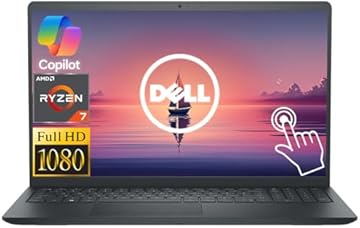 Dell Inspiron 15.6" FHD Touchscreen Business Laptop Computer, AMD Ryzen 7 7730U Processor, Windows 11 with AI Copilot, 12GB RAM 512GB Storage (256GB SSD+256GB Docking Set), Numeric Keypad, Black