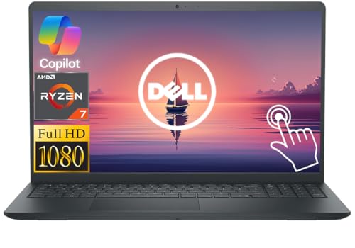 Dell Inspiron 15.6" FHD Touchscreen Business Laptop Computer, AMD Ryzen 7 7730U Processor, Windows 11 with AI Copilot, 12GB RAM 512GB Storage (256GB SSD+256GB Docking Set), Numeric Keypad, Black