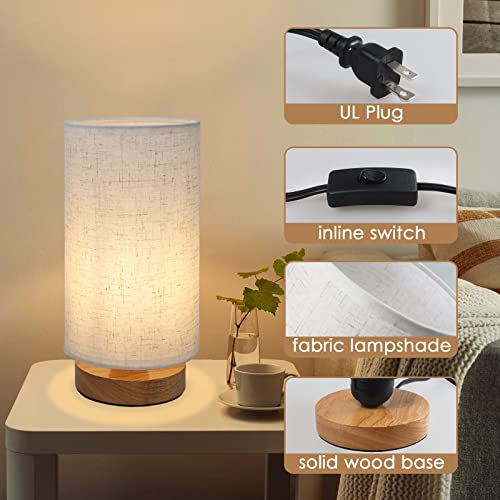 Minimalist Dimmable Bedside Table Lamp with 3 Color Temperatures and Linen Shade for Bedroom, Living Room, Office, and Study