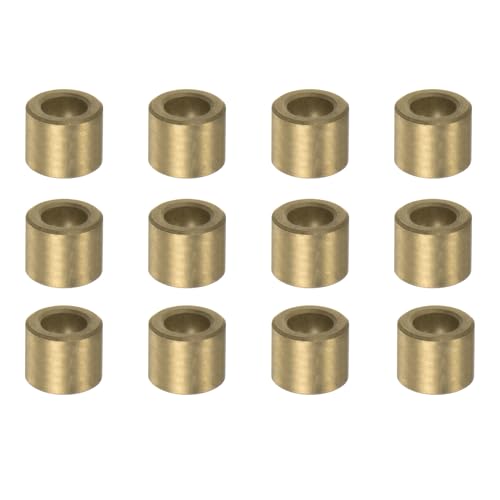 uxcell 12pcs Sleeve (Plain) Bearings 6mm Bore x 10mm OD x 10mm Length, Self-Lubricating Sintered Bronze Bushings