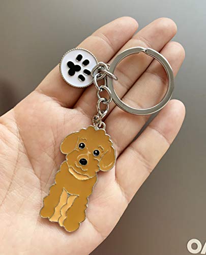 Schlüsselanhänger mit Hundemotiv, niedlicher Metall-Schlüsselanhänger, Taschenanhänger, tolles Geburtstgsgeschenk, 10 cm, (Brauner Pudel)