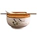 Vaisselle de cuisine japonaise coréenne vintage bol nouilles bol de riz style japonais bol de nouilles instantanées en céramique noire Baguettes avec couvercle et cuillère