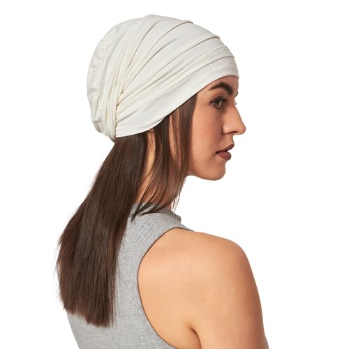 SAKUCHI Damen Chemo Bambus Slouchy Snood Beanie Turban Kopfbedeckung – Weiche Mütze für Krebspatienten & Haarausfall