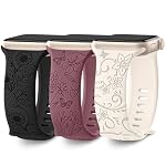 AMSKY – AMSKY 3 Stück Floral Gravierte Band Kompatibel mit Apple Wat
