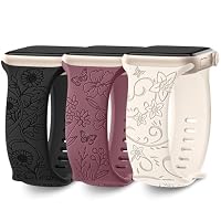 AMSKY – AMSKY 3 Stück Floral Gravierte Band Kompatibel mit Apple Wat