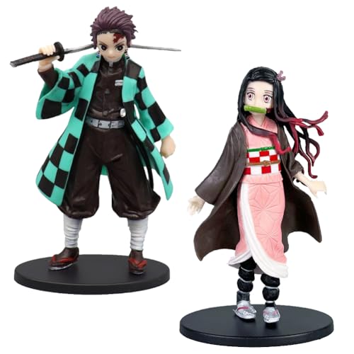 Demonsllayer Figura de Accion, 2PCS Figuras Modelo PVC Anime Estatua Figura Articulaciones Anime Figura Modelo Escritorio Decoración Personajes Figura Muñecas para Niños Cumpleaños Regalo(15x8CM)