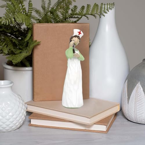 Estatua decorativa enfermera vestido verde figura artesanal miniatura 5