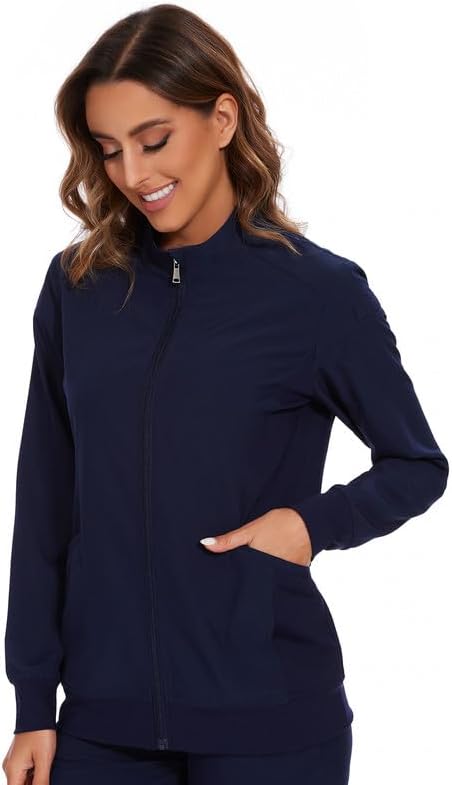 COZYFIT Scrub Jackets for Woman, Zip Front Nurse Jacket, 4-Way Stretch Fabric - Image 7