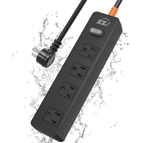 Image of Outdoor Power Strip Weatherproof, IPX6 Waterproof Surge Protector with 4 Wide Outlets, 1625W /13A Overload Protection Switch, 6FT Extension Cord, Wall Mountable for Indoor Outdoor, UL FCC Listed