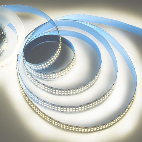 Image of SUYOOULIN LED Lights Strip, Dimmable DC 12V 16.4ft SMD 5054 (5050 Upgraed) Double Rows 1200 LEDs 25000LM Non-Waterproof LED Ribbon for Home Kitchen Decoration (Natural White 4500K)