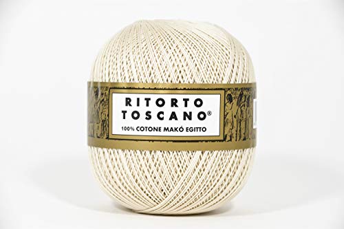 Número 2 ovillos Retorto Toscano 5, 100% puro algodón egipcio mako mercerizado – 100 g = 452 m cada uno.