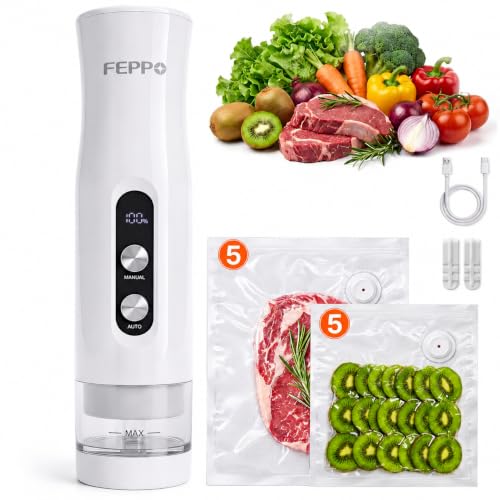 FEPPO Powerful Compact Vacuum Sealer for Food with 10 Bags
