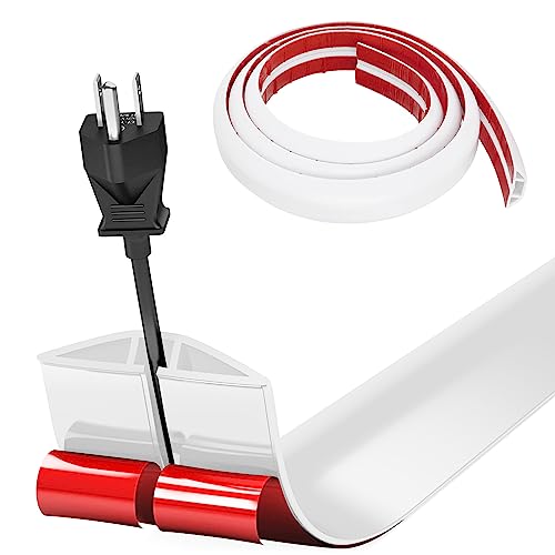 Pasacables Suelo, Canaleta Cables Suelo, 1M x3cm Protector de Cables para Suelo, Cubiertas de Suelo para Cables Autoadhesiva Montaje para Todos los Hogar, Oficina, Escuela,Almacén(Blanco-Redondeado)