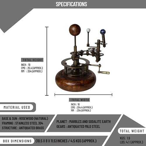Système solaire orrery mécanique en laiton : le cadeau astronomique vintage d'exception