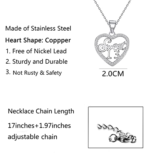 BNQL Sweet 13 Gifts for Necklace Happy Sweet 13 Birthday Gifts 13 Year Old Necklace Birthday Jewelry for Daughter2
