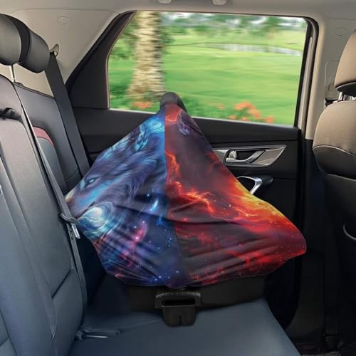 Image of Youngerbaby Wolf Baby Car Seat Cover Nursing Breastfeeding Scarf Shawl Stretchy Infant Carseat Canopy for Stroller High Chair Shopping Cart Newborn Shower Gift