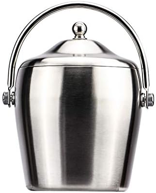 TEMKIN Cubitera con Tapa y colador Bien Hecho Acero Inoxidable Doble Pared Mantenga el Hielo por más Tiempo Pinzas para Hielo adicionales TEMKIN Cubitera con Tapa y colador Bien Hecho Acero Inoxidable Doble Pared Mantenga el Hielo por más Tiempo Pinzas para Hielo adicionales