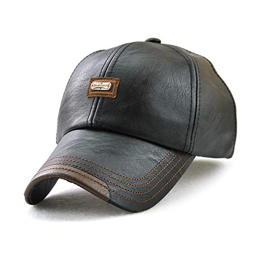 Adjustable Men's Baseball Cap Golf Cap Dad Hat Cowhide Leather Hunting Hat For Fall Winter Outdoor Sports Hat Black #TOP10
