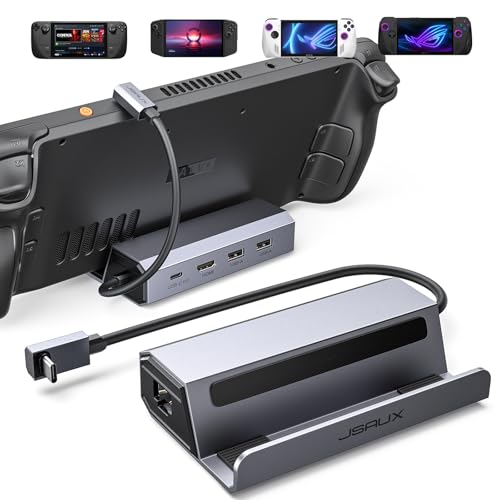 JSAUX Steam Deck Dock, 5-in-1 Docking Station Compatible with Steam Deck/OLED/ROG Ally/Legion Go, Steam Dock with HDMI 2.0 4K@60Hz, 100Mbps Ethernet, Dual USB A 2.0 and 100W USB C Port-HB0602