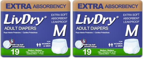 Image of LivDry Adult Incontinence Underwear, Extra Absorbency Adult Diapers, Leak Protection, Medium, 38-Pack