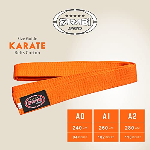 Foto von Farabi Sports Karate Gürtel Mehrere Farben Karate Gürtel Judo Karate BJJ Kampfsport Taekwondo Gürtel (280-cm, Orange)