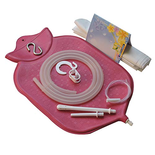 Enema Bag Kit for Colon Cleansing with Platinum Cured Silicone Hose (4 Quart, Open Top) - Red