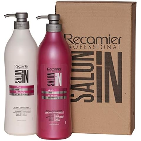RECAMIER Anti Frizz Shampoo Liss Conditioner Detangler Set | Champu y Acondicionador Pack 33.3 OZ Cover