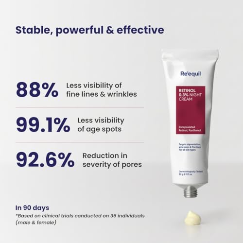 Image of RE' EQUIL 0.3% Retinol Night Cream, Improves Skin Texture, Reduces Acne, Unisex, For All Skin Types, 32G
