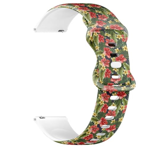 Compatible with Garmin Fenix 7/7 Pro, Fenix 6/6 Pro, Fenix 5/5 Plus, Epix (Gen2) / Epix Pro (Gen2), 22mm Sport Watch Band (Colorful Hawaiian Flowers) Silicone Soft Strap Bracelet
