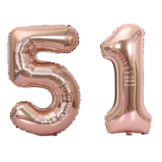 2 globos con el número 51, número 51, color oro rosa para niña, 100 cm, globos de color oro rosado, figuras gigantes para 51 años de fiesta de cumpleaños decoración número 51 globos