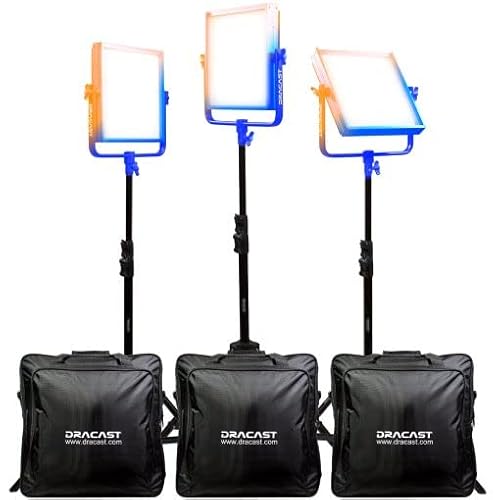 Dracast Pro Series Led1000 Bi-Color Led 3 Light Kit With V-Mount Battery Plates And Light Stands #TOP22