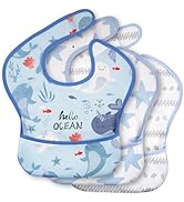 CIVARUA KIDS 3-Pack Waterproof Baby Bibs for Eating - Mess Proof Lightweight Toddler Feeding Bibs...